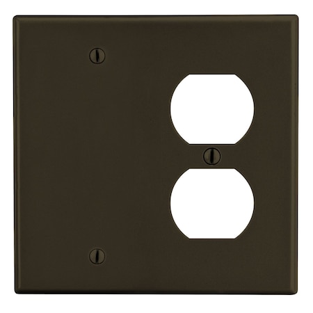 Hubbell Wiring Device-Kellems Wallplate, 2-Gang, 1) Duplex 1) Box Mount Blank, Brown P138